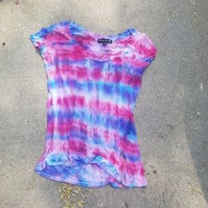 Red blue and white tye dye tshirt